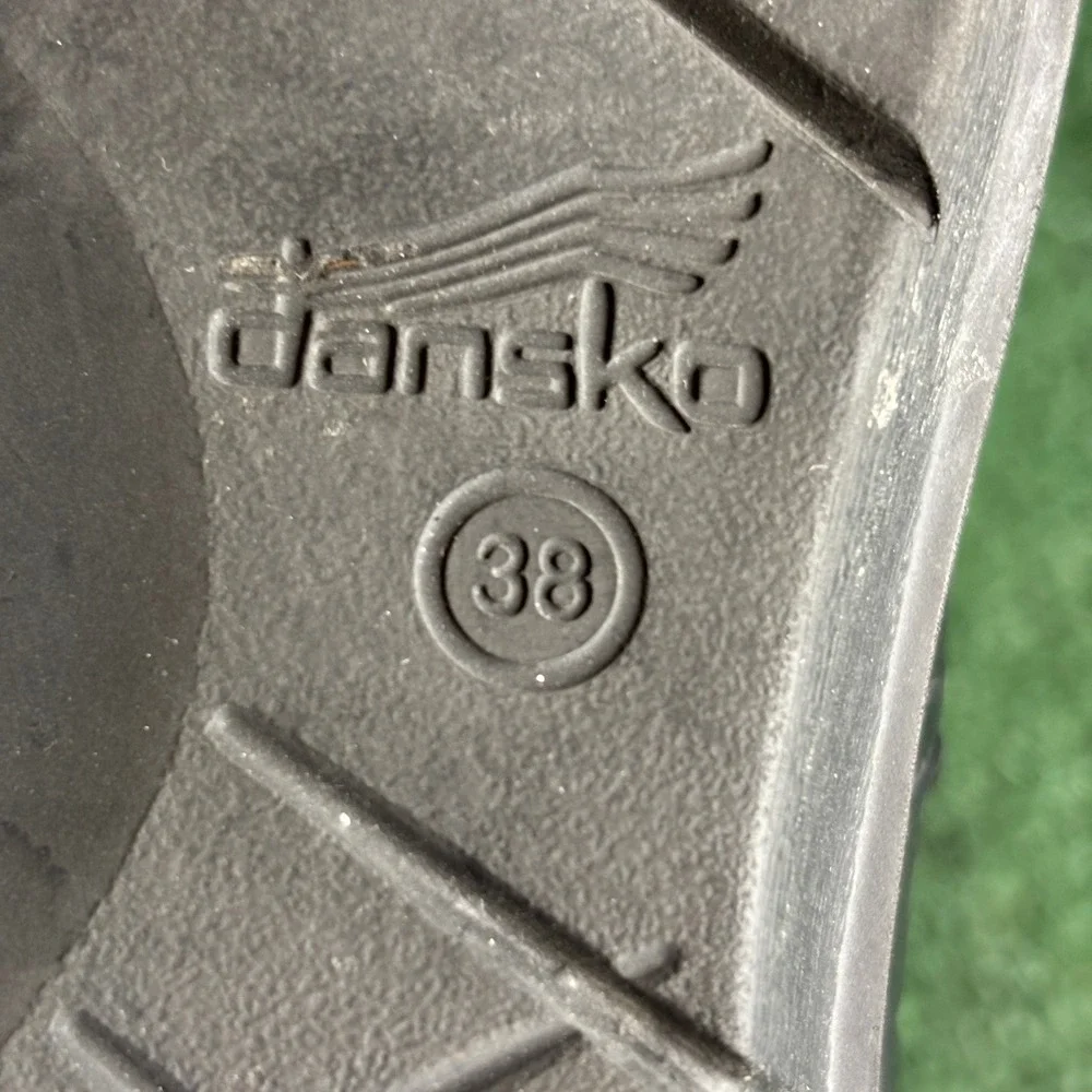 Dansko Julia Leather Slip On Comfort Elastic Wedge Clog Black Women Size 7.5-8
